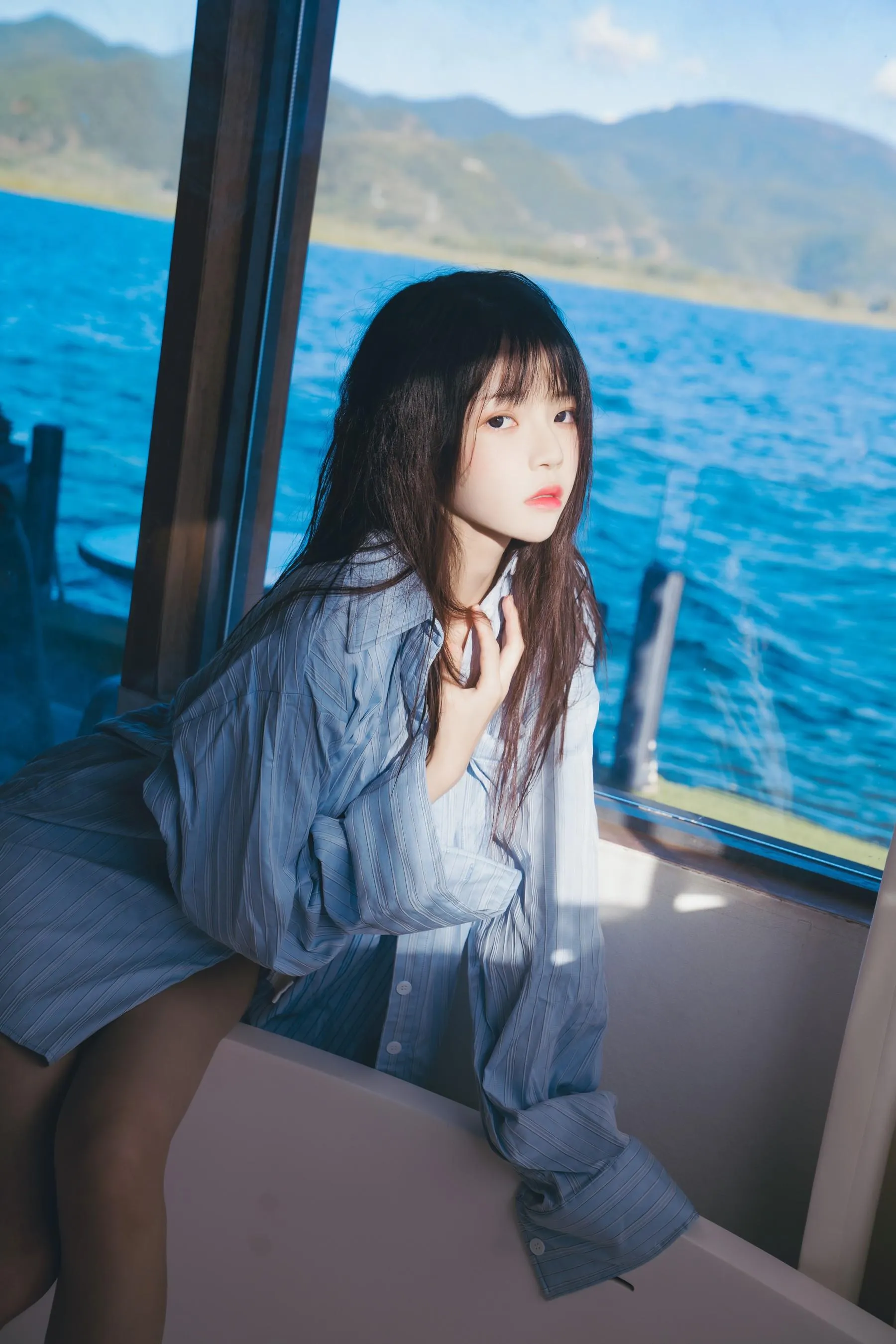 桜桃喵 – NO.159 蓝衬衫 [45P]插图7